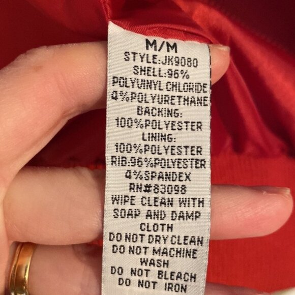 Ci Sono by Cavalini Red Faux Leather Moto Jacket Women’s Size Medium Quilted - Picture 8 of 8